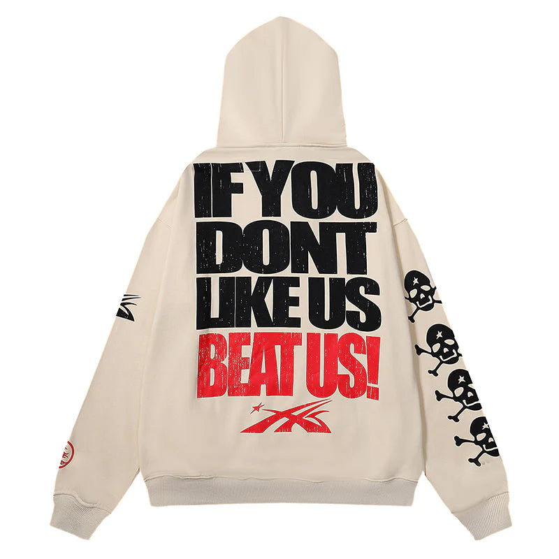Hellstar If You Dont Like Us Beat Us Hoodie Grey