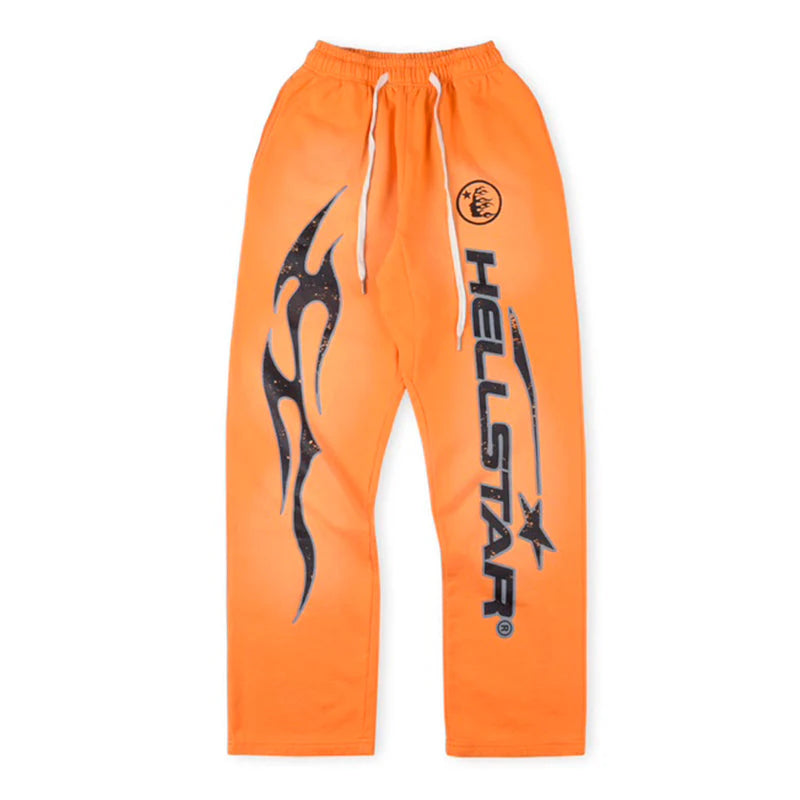 Hellstar Fire Orange Closed Elastic Bottom Sweatpants