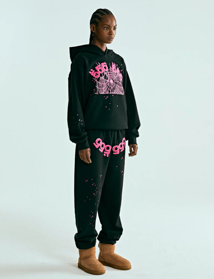 Sp5der Angel Number 555 Hoodie – Black Oversized Streetwear Pullover