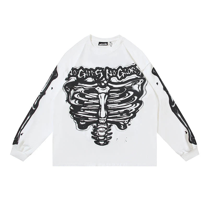 HELLSTAR Airbrushed Bones Graphic Long Sleeve Tee