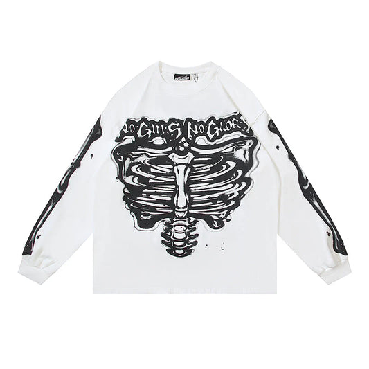 HELLSTAR Airbrushed Bones Graphic Long Sleeve Tee