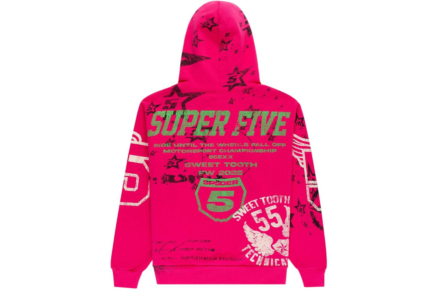 SP5DER Stencil Hoodie Pink | Unisex Y2K Oversized Graphic Sweatshirt