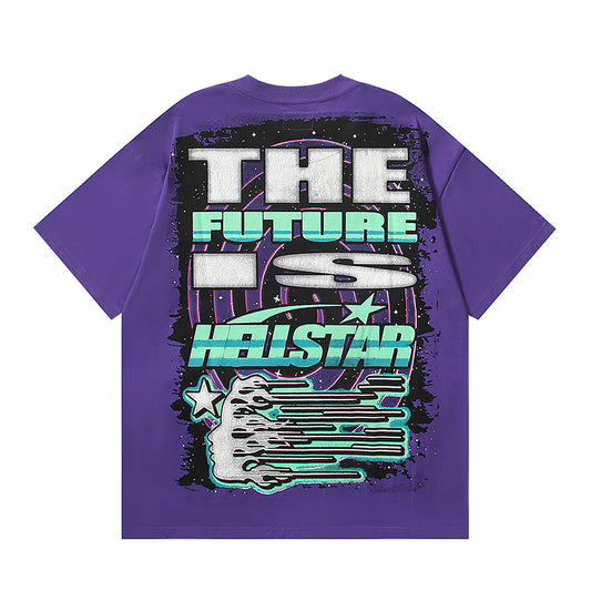 Hellstar Path To Paradise Goggles Print Oversized Tee Purple Vintage Wash