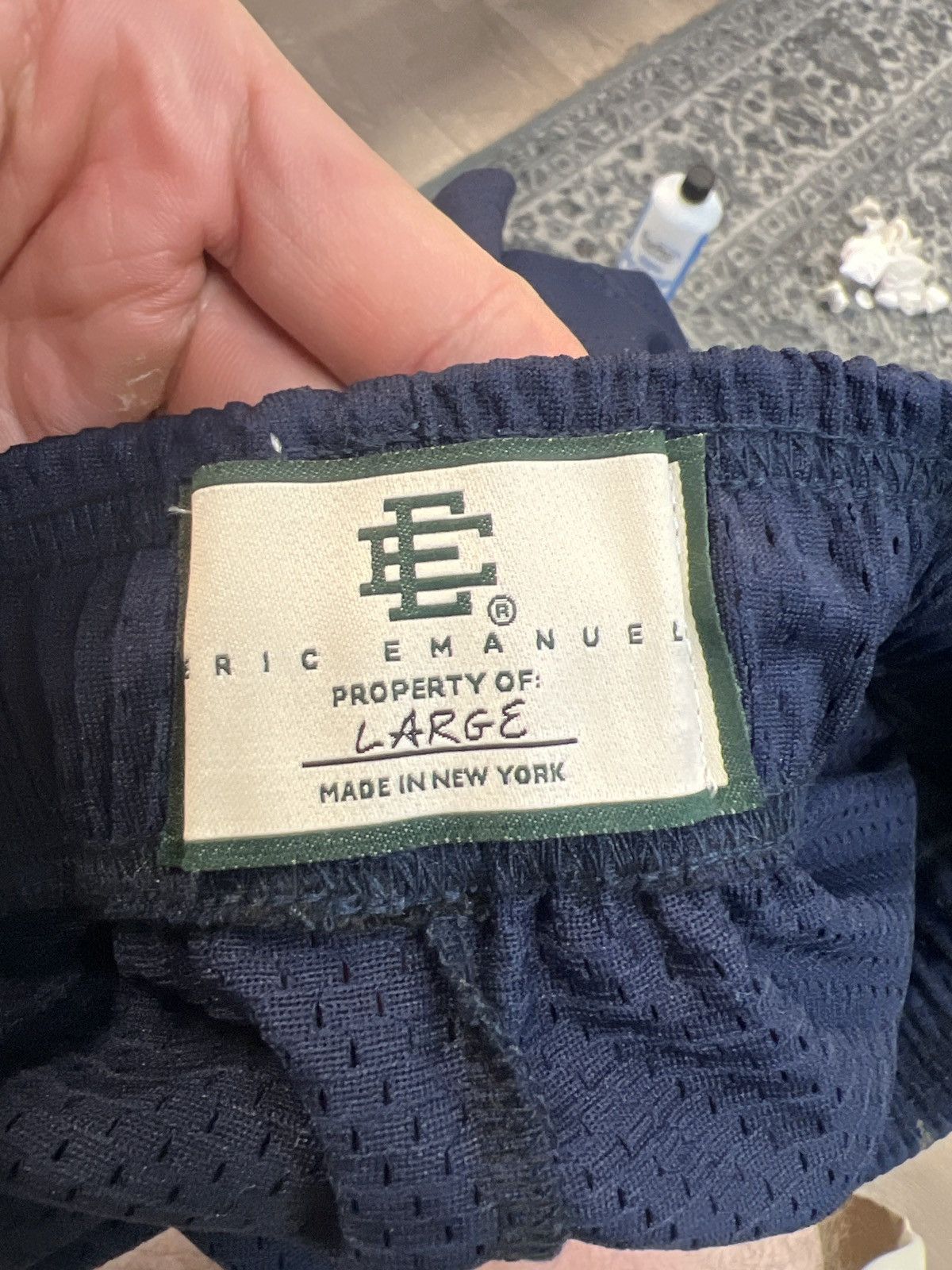 Eric Emanuel EE Mesh Shorts – Athletic Dark Blue Baggy Shorts for Men with Accents