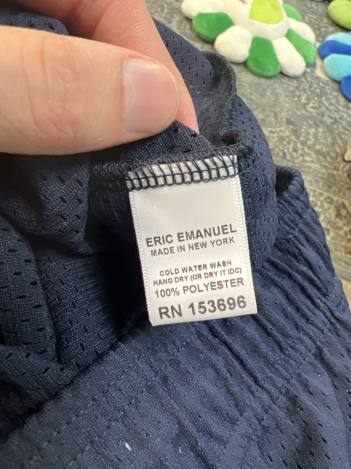 Eric Emanuel EE Mesh Shorts – Athletic Dark Blue Baggy Shorts for Men with Accents