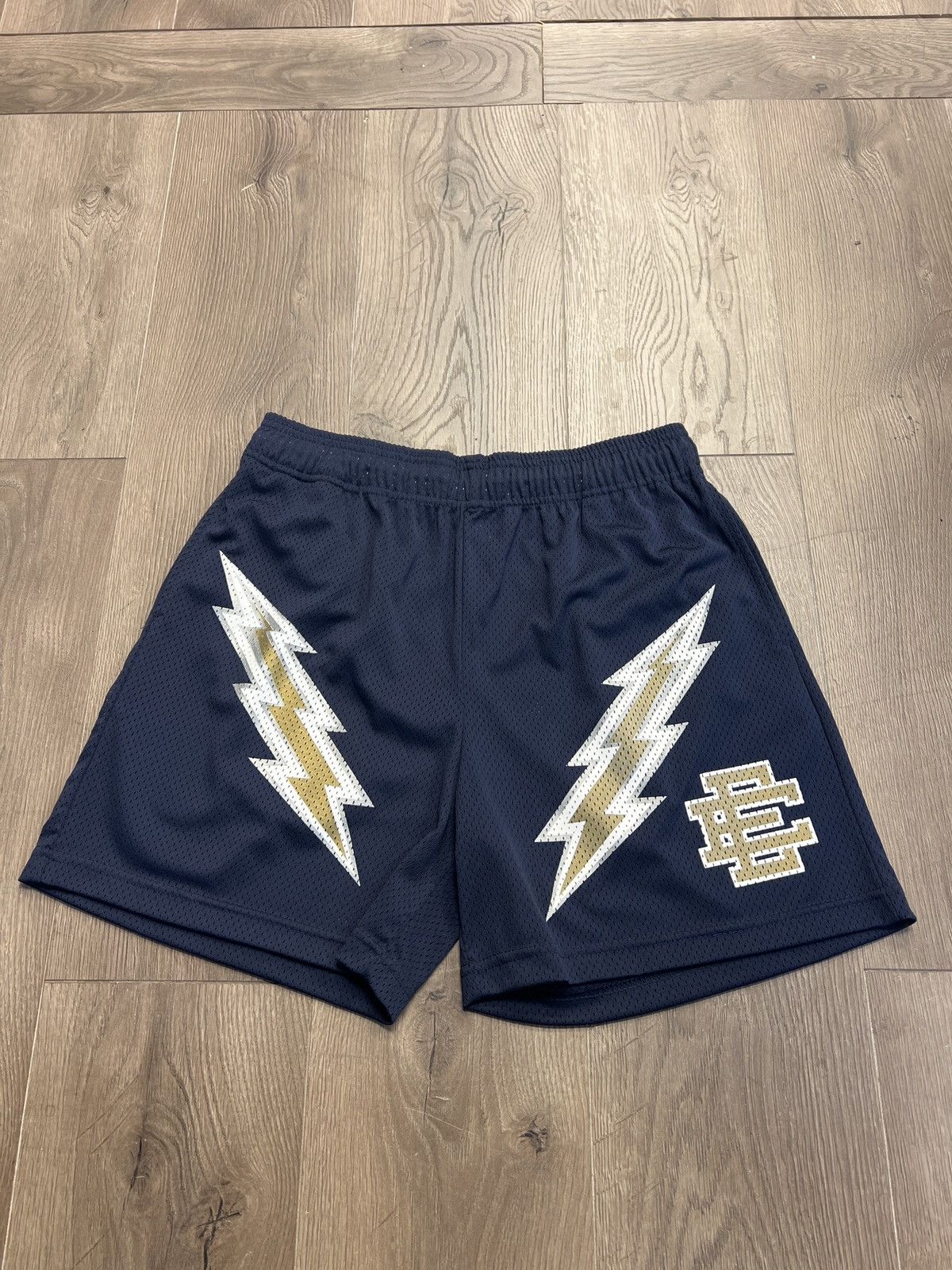Eric Emanuel EE Mesh Shorts – Athletic Dark Blue Baggy Shorts for Men with Accents