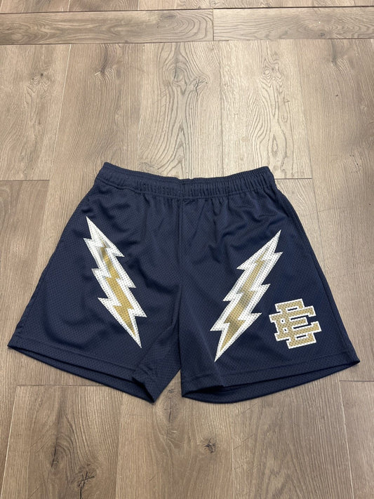 Eric Emanuel EE Mesh Shorts – Athletic Dark Blue Baggy Shorts for Men with Accents