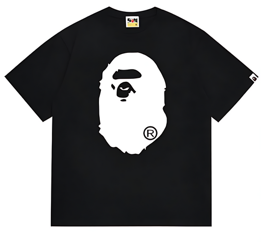 A BATHING APE BIG APE HEAD TEE BLACK WHITE
