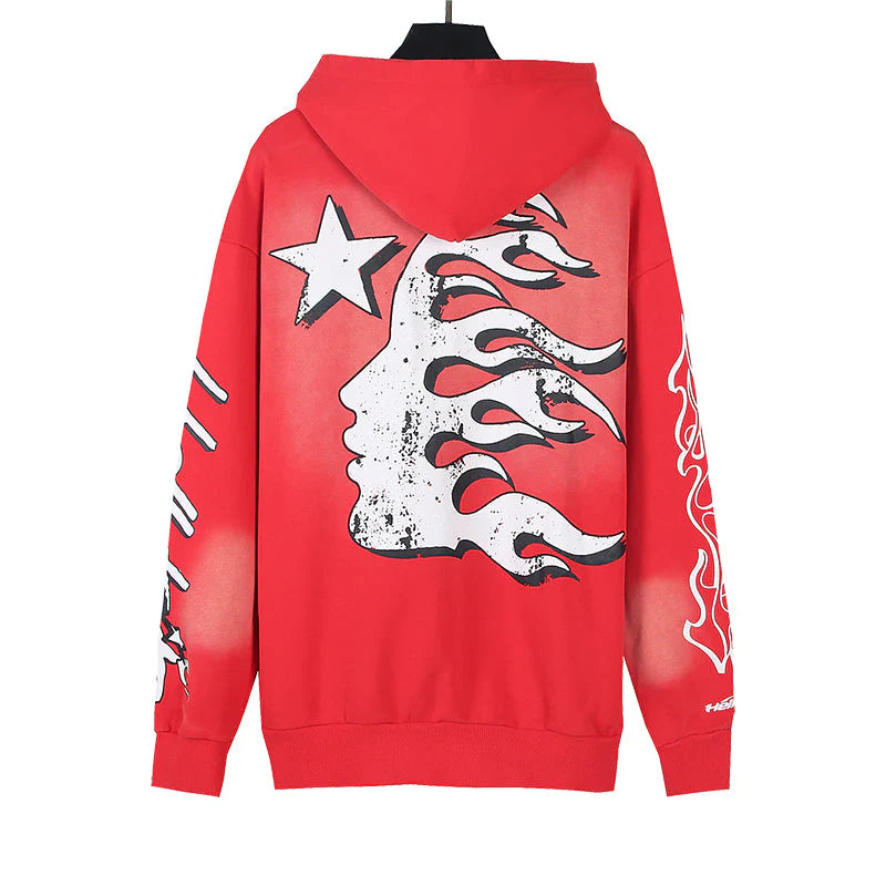 HELLSTAR- Studios Records Hoodie Washed Red