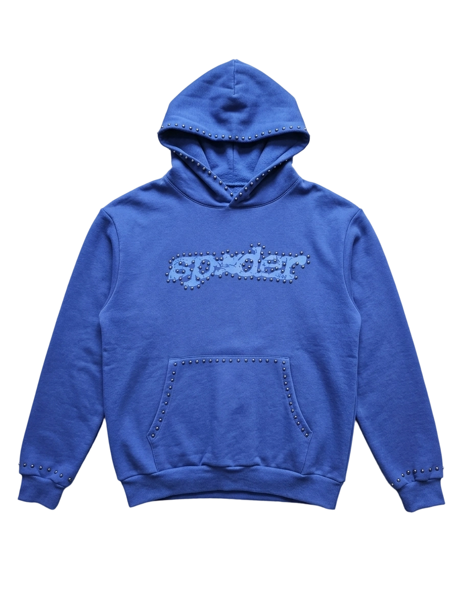 Sp5der Punk V3 Studded Hoodie Blue