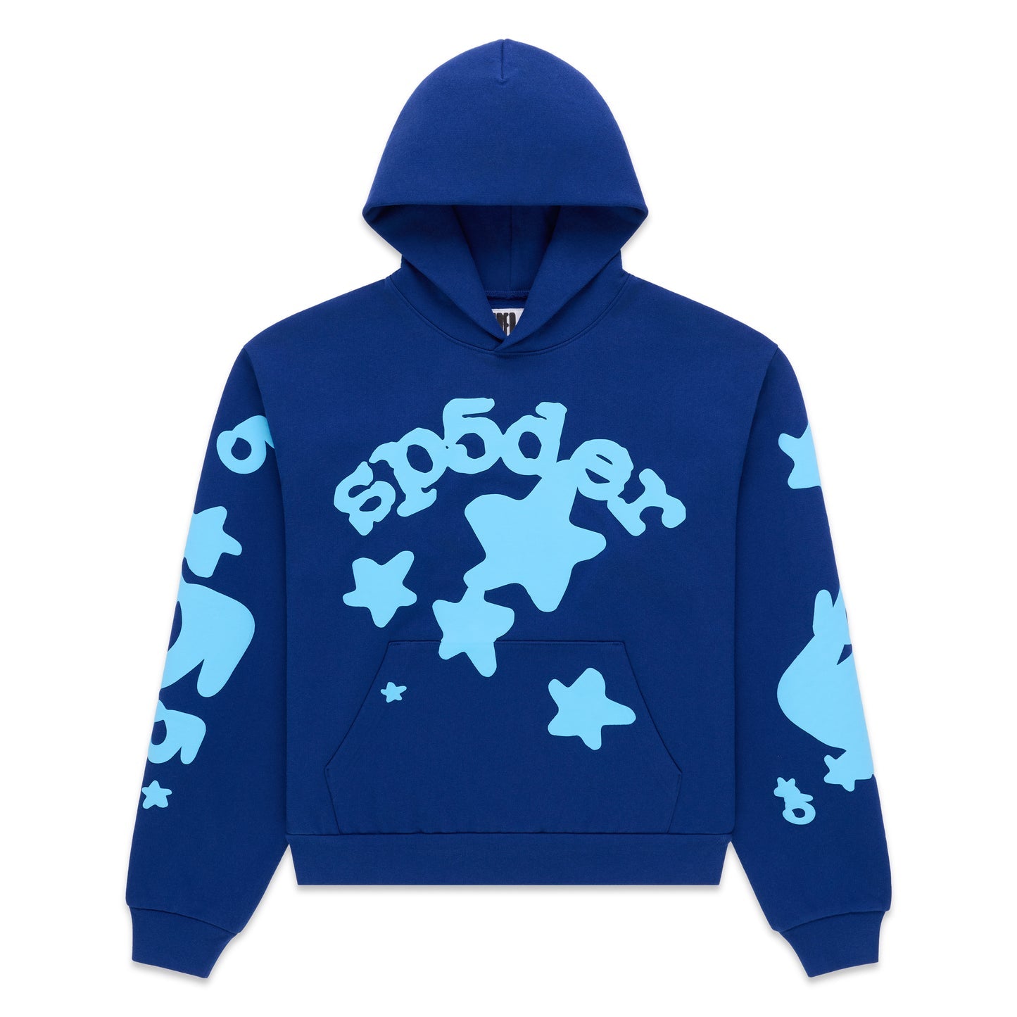 Sp5der Rhinestone Logo Hoodie Sky Blue