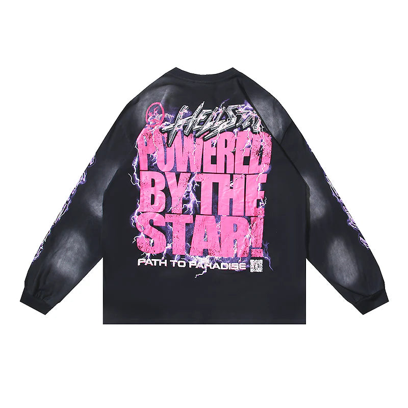 HELLSTAR Power By The Star Vintage Black Long Sleeve Tee