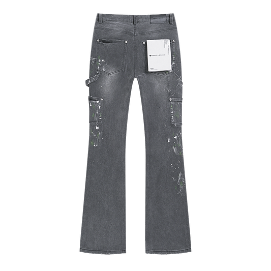 PURPLE Brand High-Street Rhinestone Jeans Grey