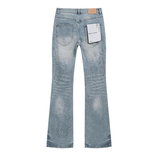 Purple Brand High Street Flared Jeans Light Blue