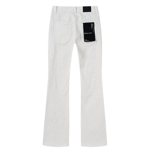 Purple Brand Monogram Star Flare Jeans White