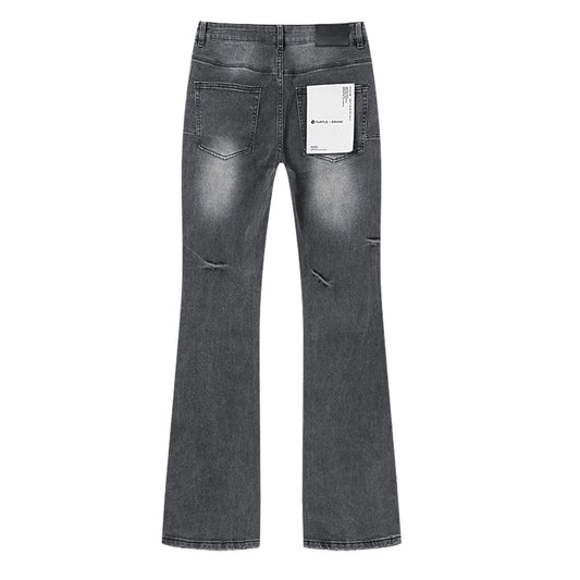 Purple Brand P004 Rhinestone Splatter Flare Jeans Washed Black