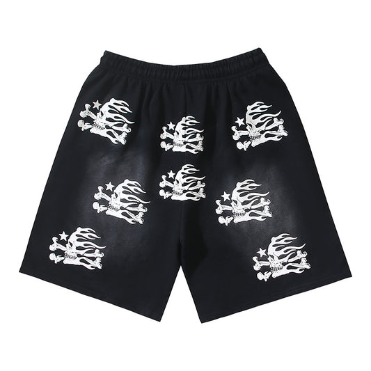 Hellstar Skull Shorts - Vintage Washed Black Sweat Shorts