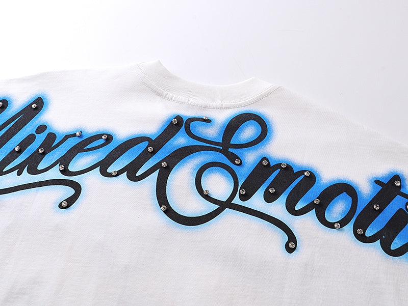 Mixed Emotion Rhinestone Angel Graphic Tee Y2K Cropped Top