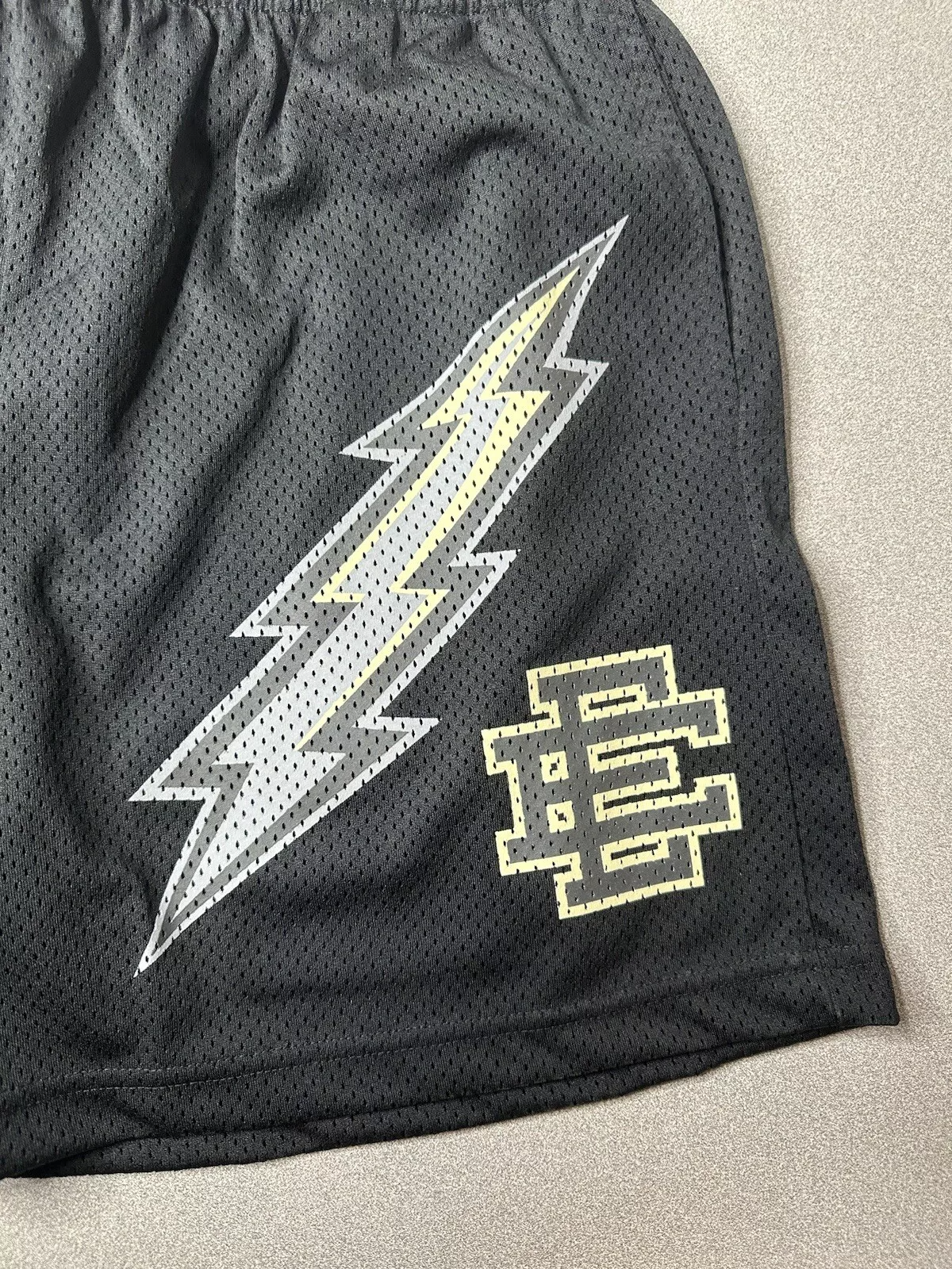 Eric Emanuel EE Black Mesh Basketball Shorts – Stylish Graphic Camo Men’s Shorts | EE Baggy Sports Shorts