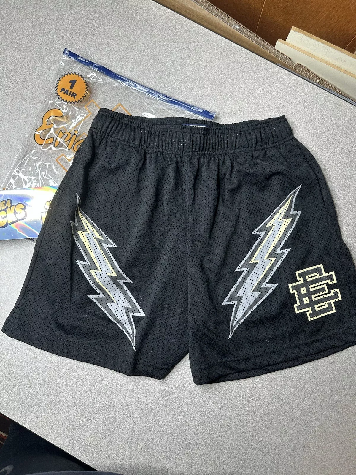 Eric Emanuel EE Black Mesh Basketball Shorts – Stylish Graphic Camo Men’s Shorts | EE Baggy Sports Shorts