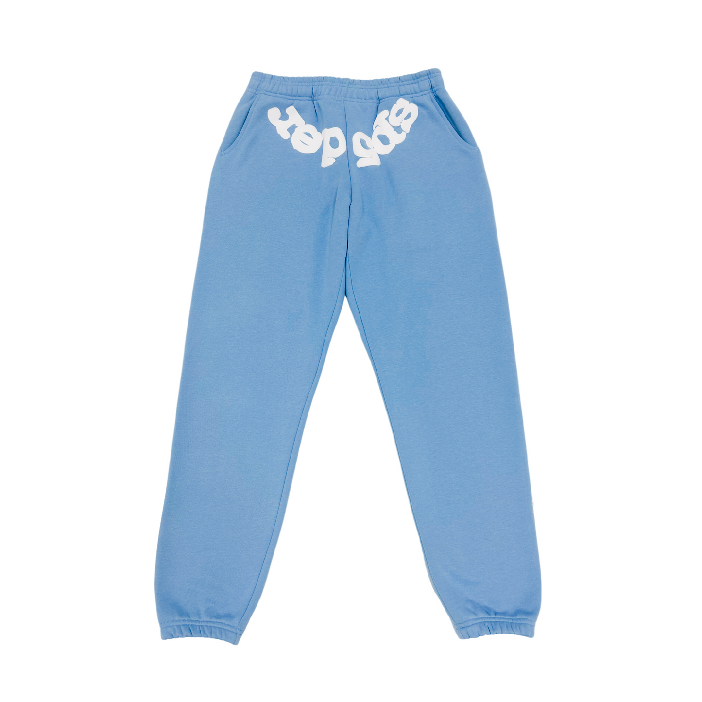 Sp5der White Logo Sweatpants Light Blue