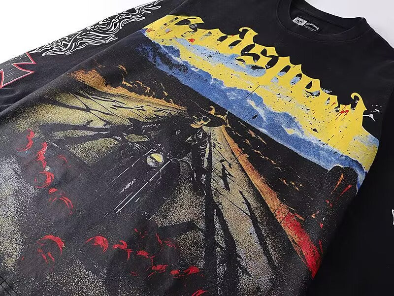 Godspeed Highway Skeleton Black L/S Tee – Black | Unisex Y2K Oversized Cotton Tee