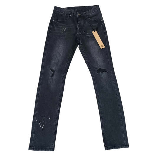 Ksubi Van Winkle Men's Washed Black Distressed Paint Splatter Jeans