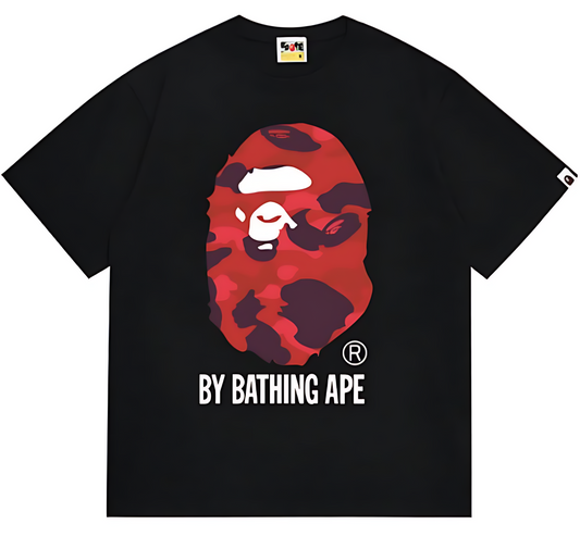 BAPE Red Color Camo By Bathing Ape Graphic Tee Black White