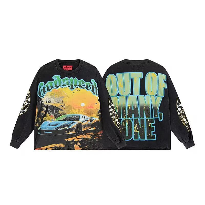Godspeed Desert Supercar L/S Tee – Black | Unisex Y2K Oversized Cotton Tee