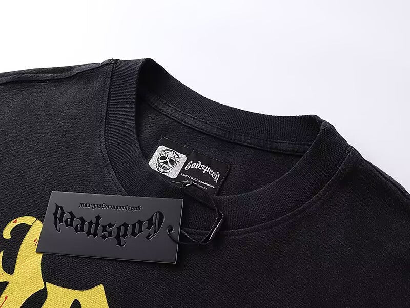 Godspeed Highway Skeleton Black L/S Tee – Black | Unisex Y2K Oversized Cotton Tee
