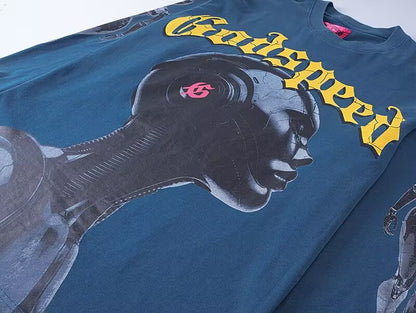 Godspeed Cybernetic Robot L/S Tee – Black | Unisex Y2K Oversized Cotton Tee