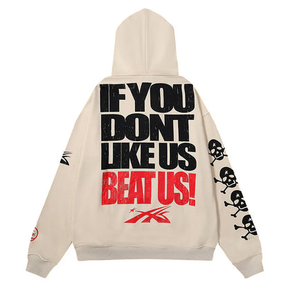 Hellstar If You Dont Like Us Beat Us Hoodie Grey