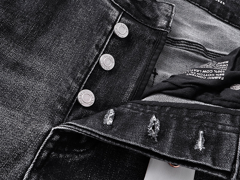 Purple Brand Wave Stitching Flare Jeans Black