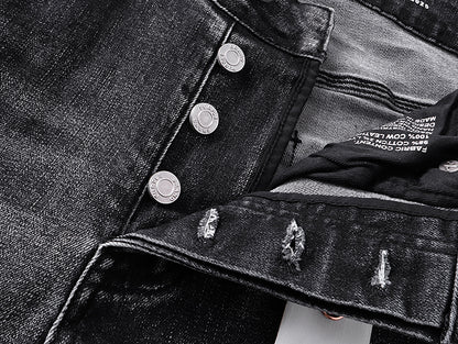 Purple Brand Wave Stitching Flare Jeans Black