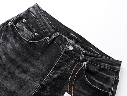 Purple Brand Wave Stitching Flare Jeans Black