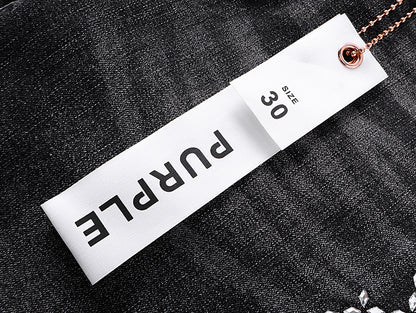 Purple Brand Wave Stitching Flare Jeans Black