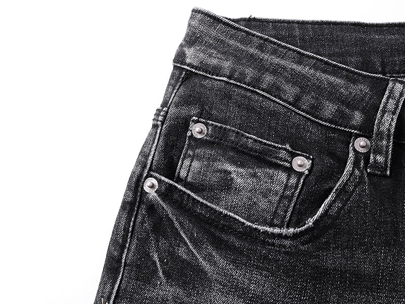 Purple Brand Wave Stitching Flare Jeans Black