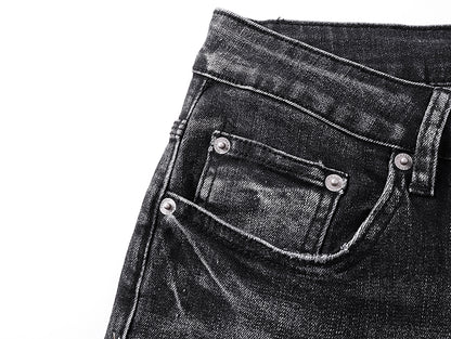 Purple Brand Wave Stitching Flare Jeans Black