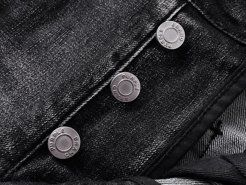 Purple Brand Wave Stitching Flare Jeans Black