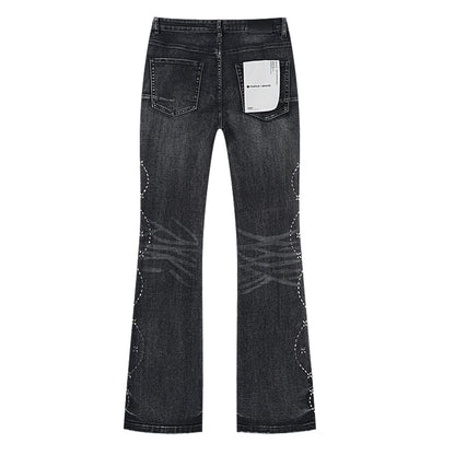 Purple Brand Wave Stitching Flare Jeans Black
