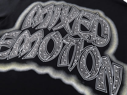 Mixed Emotion Rhinestone Seaside Tee Black