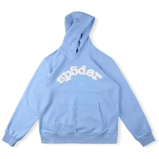 SP5DER VVS Light Blue Hoodie – New | Unisex Y2K Oversized Graphic Sweatshirt