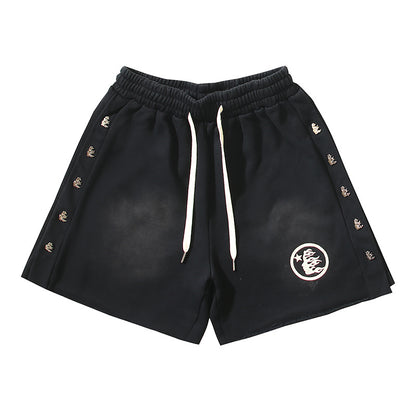 Hellstar Side Stripe Circular Logo Snap Shorts