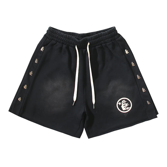 Hellstar Side Stripe Circular Logo Snap Shorts