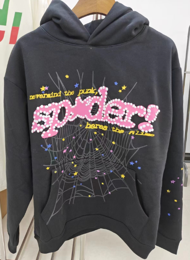 SP5DER graphic-print "Black" Hoodie | Black | Unisex Y2K Oversized Pullover, 100% Cotton Fleece