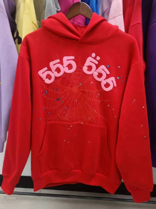 Sp5der Worldwide Red Angel Number 555 Hoodie Red
