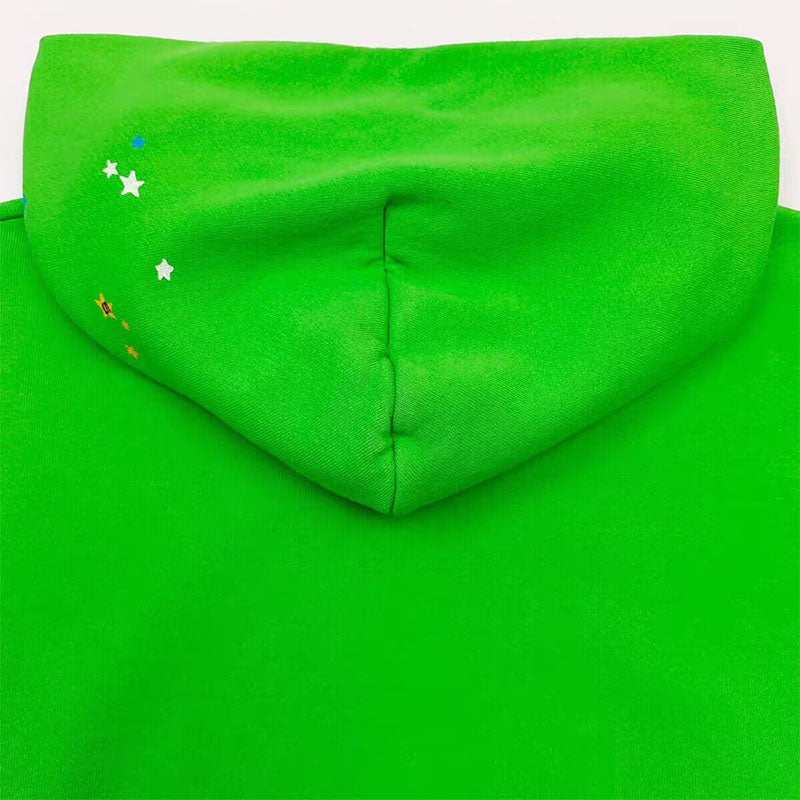 Sp5der Punk  Rhinestone Hoodie Bright Green | Unisex Y2K Oversized Graphic Sweatshirt