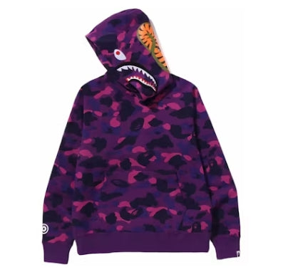 BAPE Color Camo Shark Wide Pullover Hoodie Purple