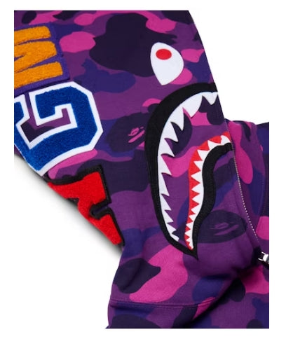 BAPE Color Camo Shark Wide Pullover Hoodie Purple