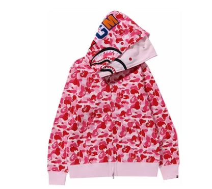 BAPE ABC Camo Double Shark Full Zip Hoodie (FW23) Pink